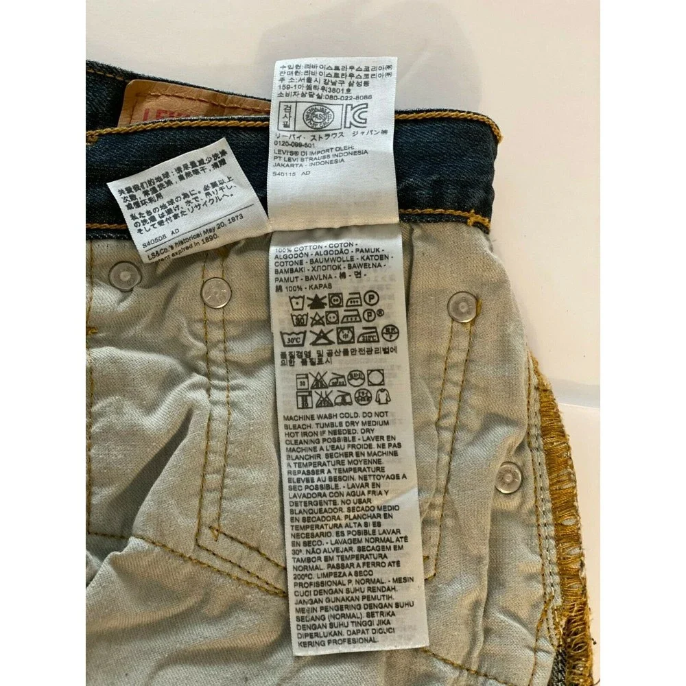 Men's 501 XX Levi Strauss Straight Leg Denim Jeans Stone Wash Size W34